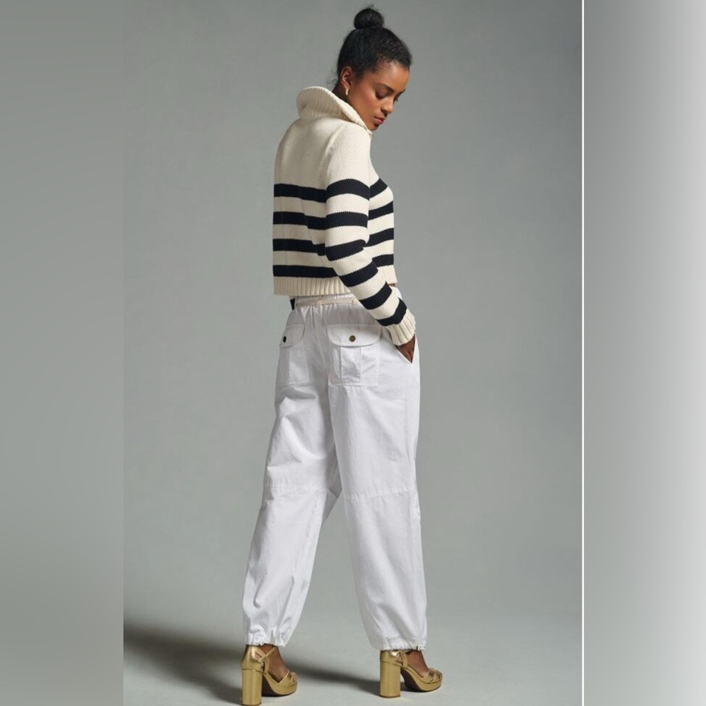 NWT Anthropologie Pilcro Low-Rise White Parachute Pants Size S $138 - Picture 2 of 7